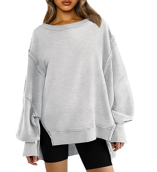 Women's Oversized Crewneck Sweatshirt Pullover Sports Long Sleeve Tops Preppy Clothing