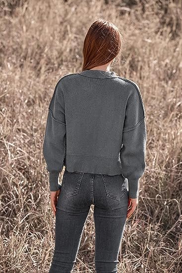 Women's Fall Clothes Cropped Sweaters Long Sleeve Crew Neck Pullover Oversized Jumper