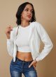 Women's Zipper Hoodie Cropped Cardigan Jacket Drawstring Hoodie Casual Sweatshirt